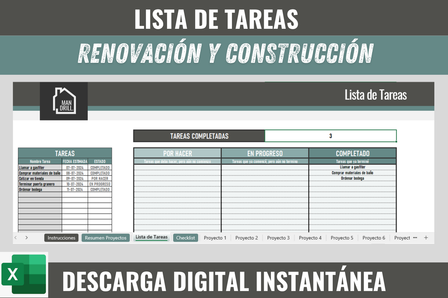 Planilla de costos de renovación y construcción (Descarga Digital)