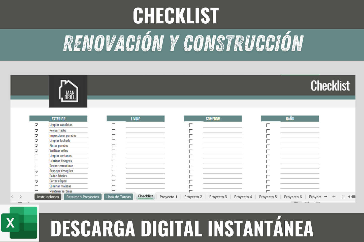 Planilla de costos de renovación y construcción (Descarga Digital)
