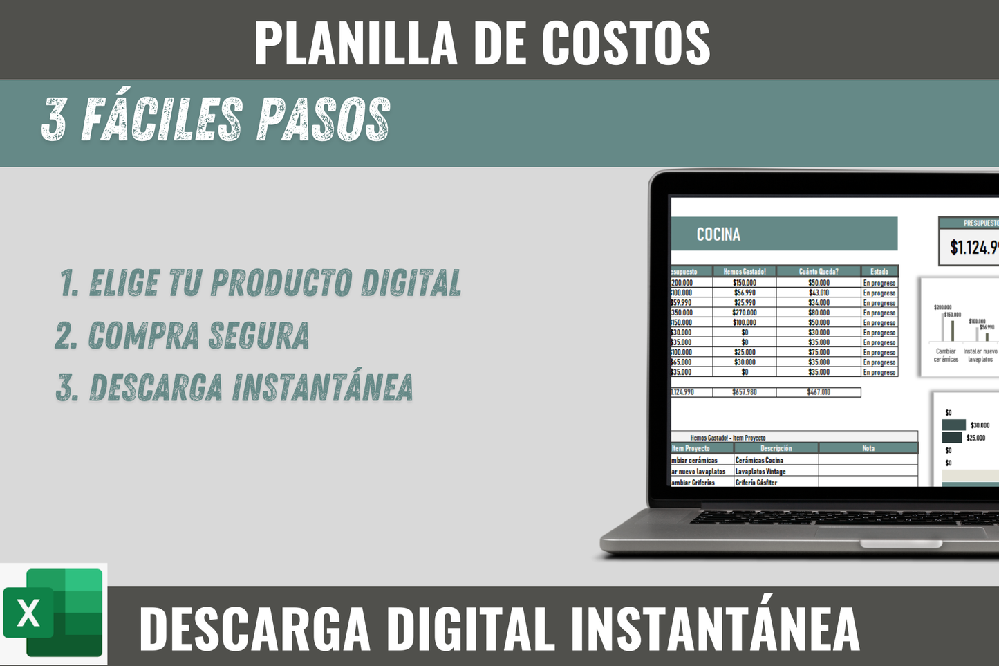 Planilla de costos de renovación y construcción (Descarga Digital)